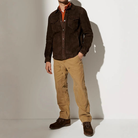 Herren Vegan lederjacke mit modernem Schnitt und praktischen Taschen EB