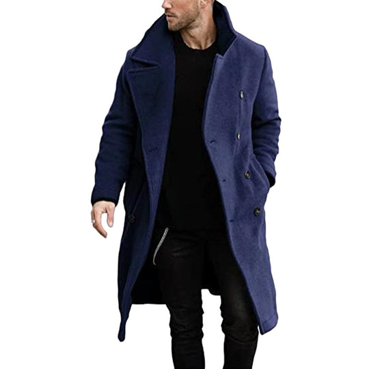 Herren trendiger Wollmantel mit strukturierter Oberfläche und praktischen Taschen EB