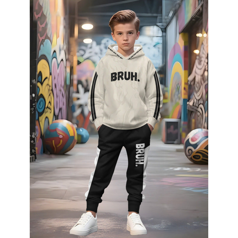 Unisex nan Kinder Jogginganzug mit Kapuzenpullover und detailreichem Auto-Print EB