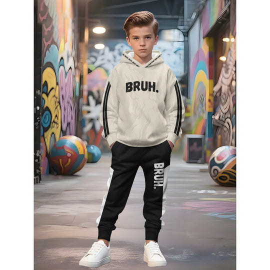 Unisex nan Kinder Jogginganzug mit Kapuzenpullover und detailreichem Auto-Print EB