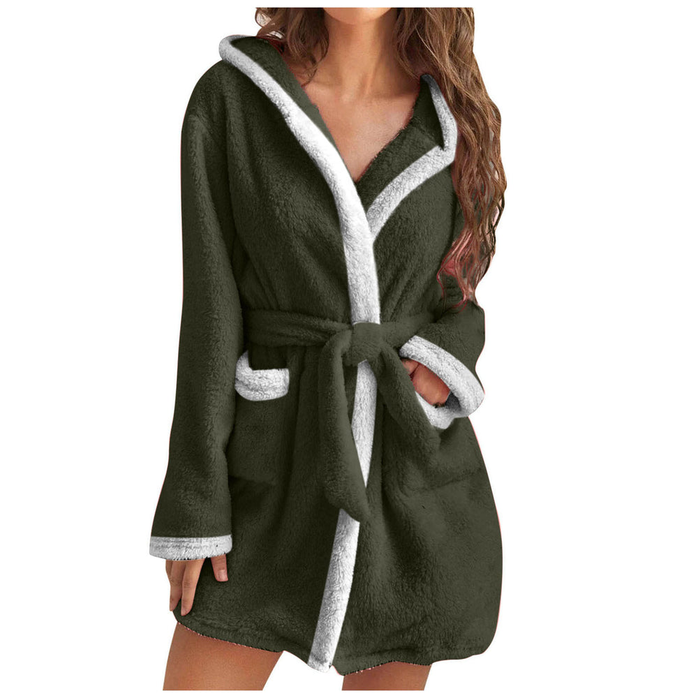 Damen Kuscheliger Bademantel mit weichem Sherpa-Futter und praktischen Taschen EB