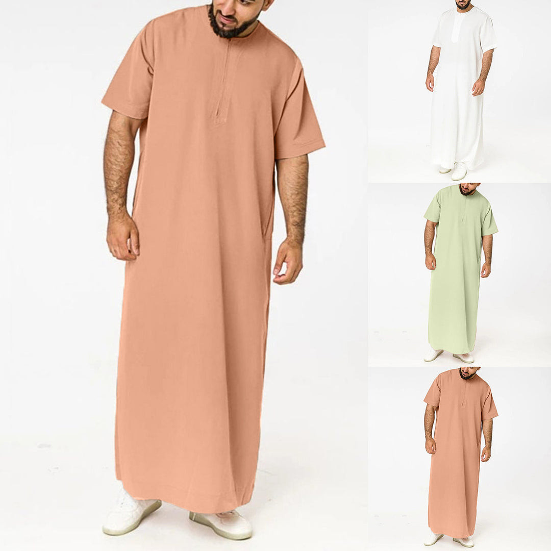 Damen sportliches Maxikleid mit kurzem Arm und praktischem Reißverschluss EB
