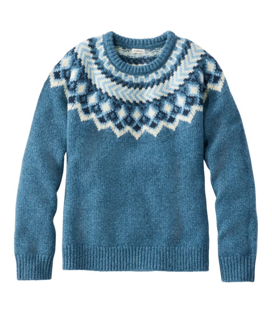 Damen nan Norwegerpullover aus Wollmix mit Rundhalsausschnitt und traditionellem Fair-Isle-Yoke EB