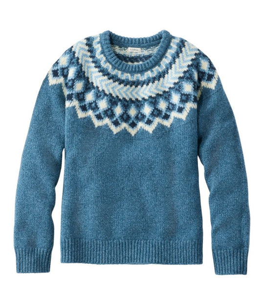 Damen nan Norwegerpullover aus Wollmix mit Rundhalsausschnitt und traditionellem Fair-Isle-Yoke EB
