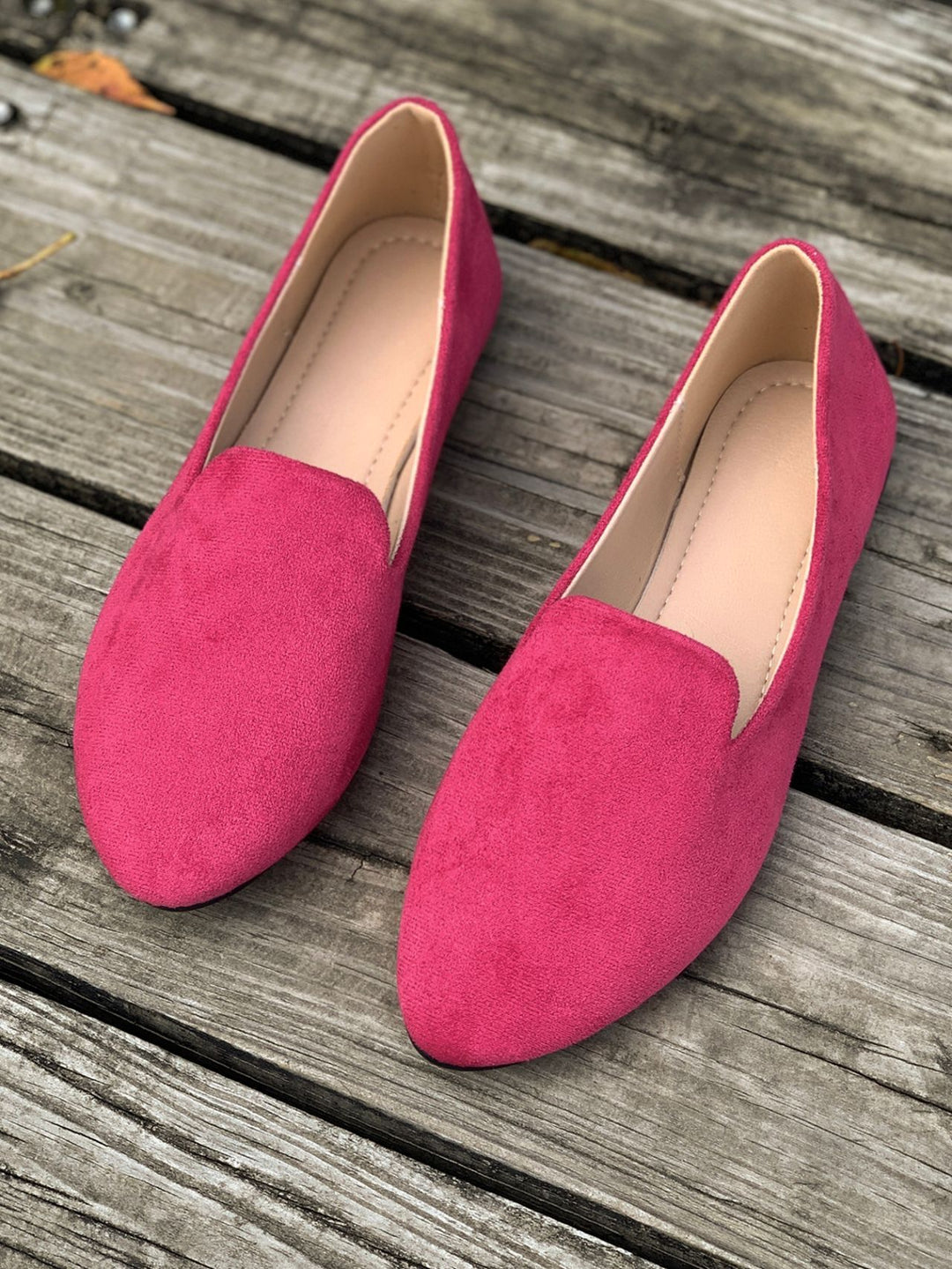Damen spitz zulaufende Velours‑Loafer mit gepolsterter Innensohle EB