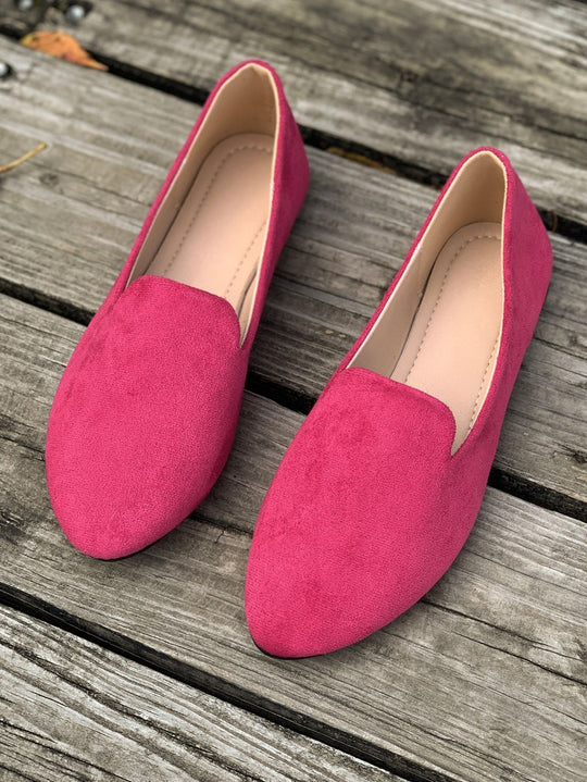 Damen spitz zulaufende Velours‑Loafer mit gepolsterter Innensohle EB