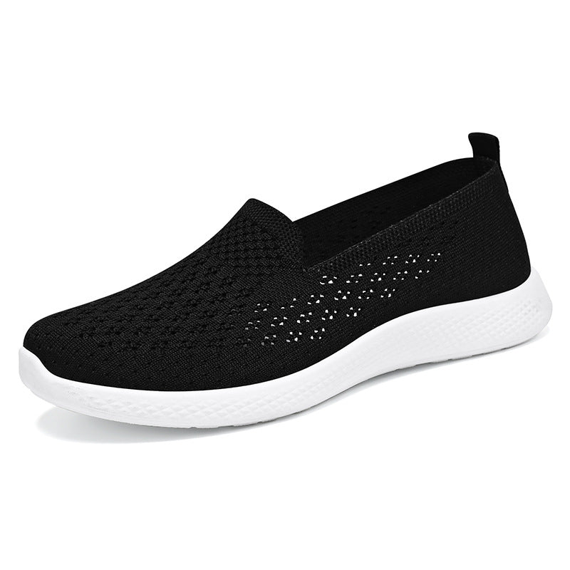 Damen atmungsaktive Slip-On Freizeitschuhe mit elastischem Strickoberteil EB