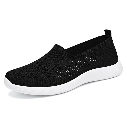 Damen atmungsaktive Slip-On Freizeitschuhe mit elastischem Strickoberteil EB