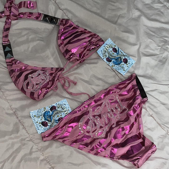 Damen Triangel-Bikini mit kreativem Muster EB
