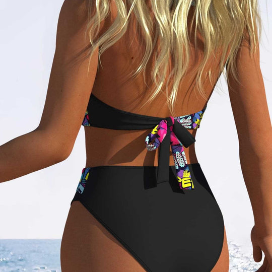 Damen Hochtailliertes Bikini-Set mit grafischem Design und komfortablem Schnitt EB