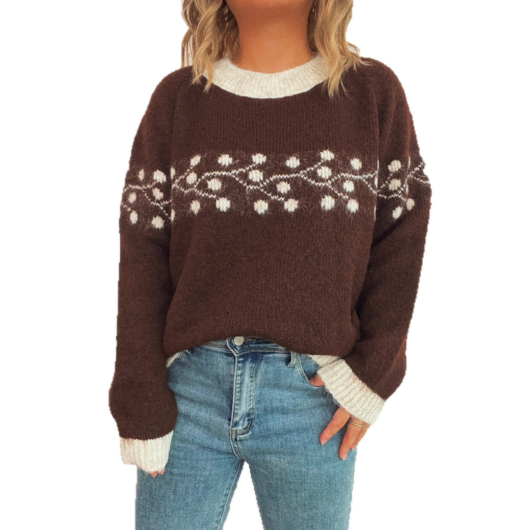 Damen Strickpullover mit floralem Muster und weichem Material EB