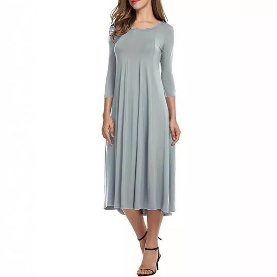 Damen Midi-Kleid mit schmeichelndem Schnitt und 3/4-Ärmeln EB