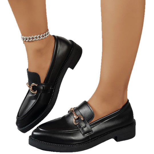 Damen elegante Loafers mit modischer Schnallenverzierung EB