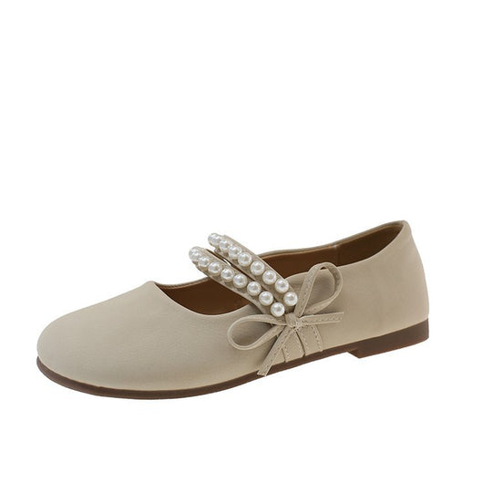Damen elegante Ballerinas mit Perlenschmuck EB