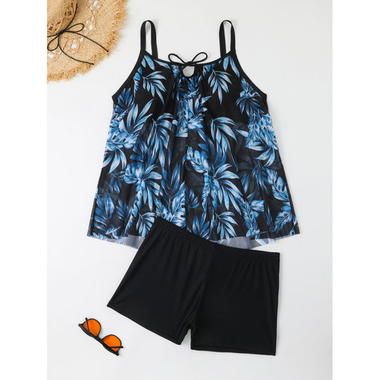 Damen Tankini-Set mit floralem Oberteil und figurbetonendem Unterteil EB