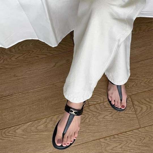 Damen elegante Zehentrenner-Sandalen mit modischem Riemendesign EB