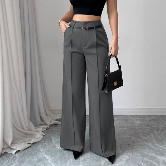 Damen elegante weite Hose mit Bindegürtel EB