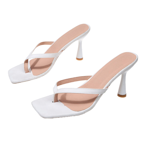 Damen elegante Zehentrenner-Sandalen mit feinen Riemchen und stilvollem Blockabsatz EB