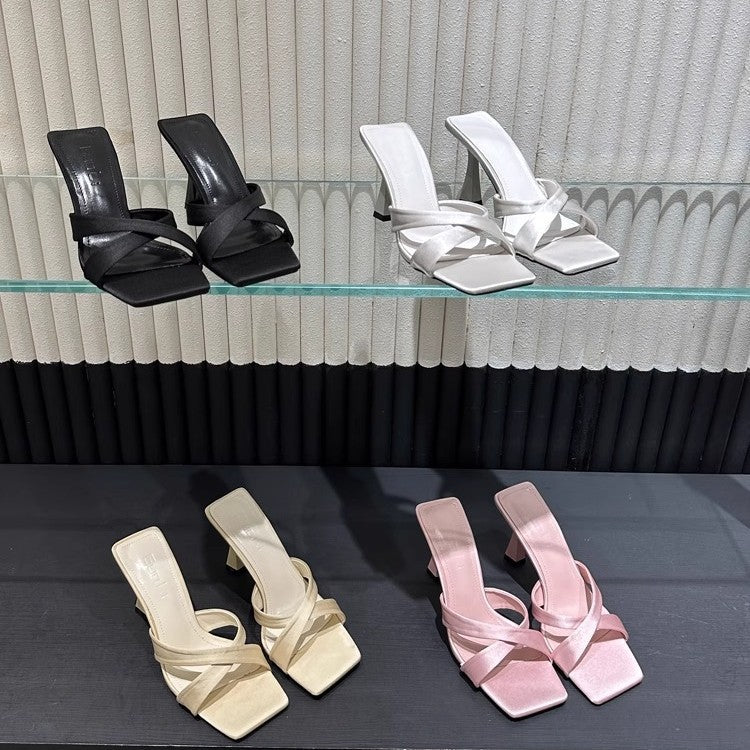 Damen elegante High Heel Sandalen mit gekreuzten Riemen EB
