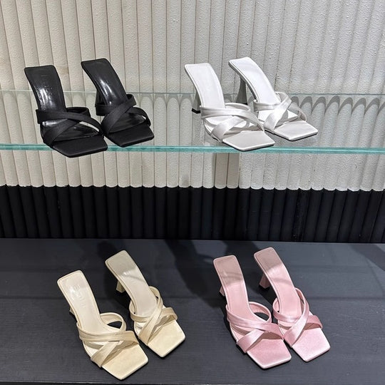 Damen elegante High Heel Sandalen mit gekreuzten Riemen EB