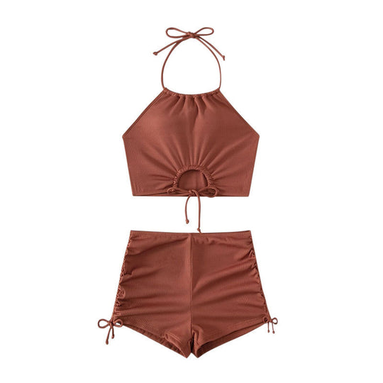 Damen Bikini-Set mit modischem Wickel-Top und hohem Taillenslip EB