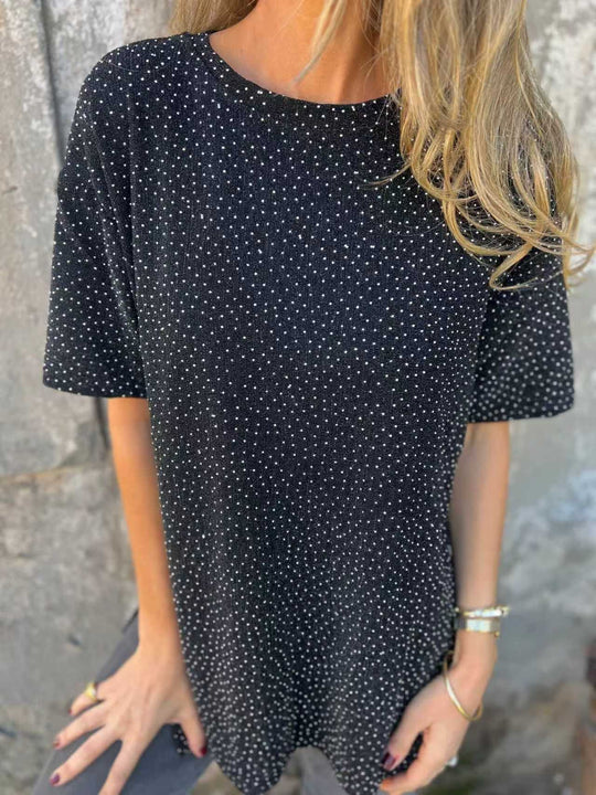 Damen Oversized T-Shirt mit Glitzersteinchen und lässigem Schnitt EB