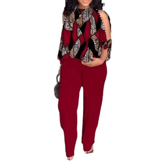 Damen Elegant gestaltetes Sommeroutfit mit floralem Design und Schulterfreiem Oberteil EB