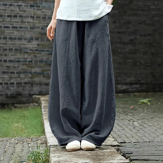 Damen Elegante Palazzo-Hose mit bequemer Passform und lockerem Schnitt EB