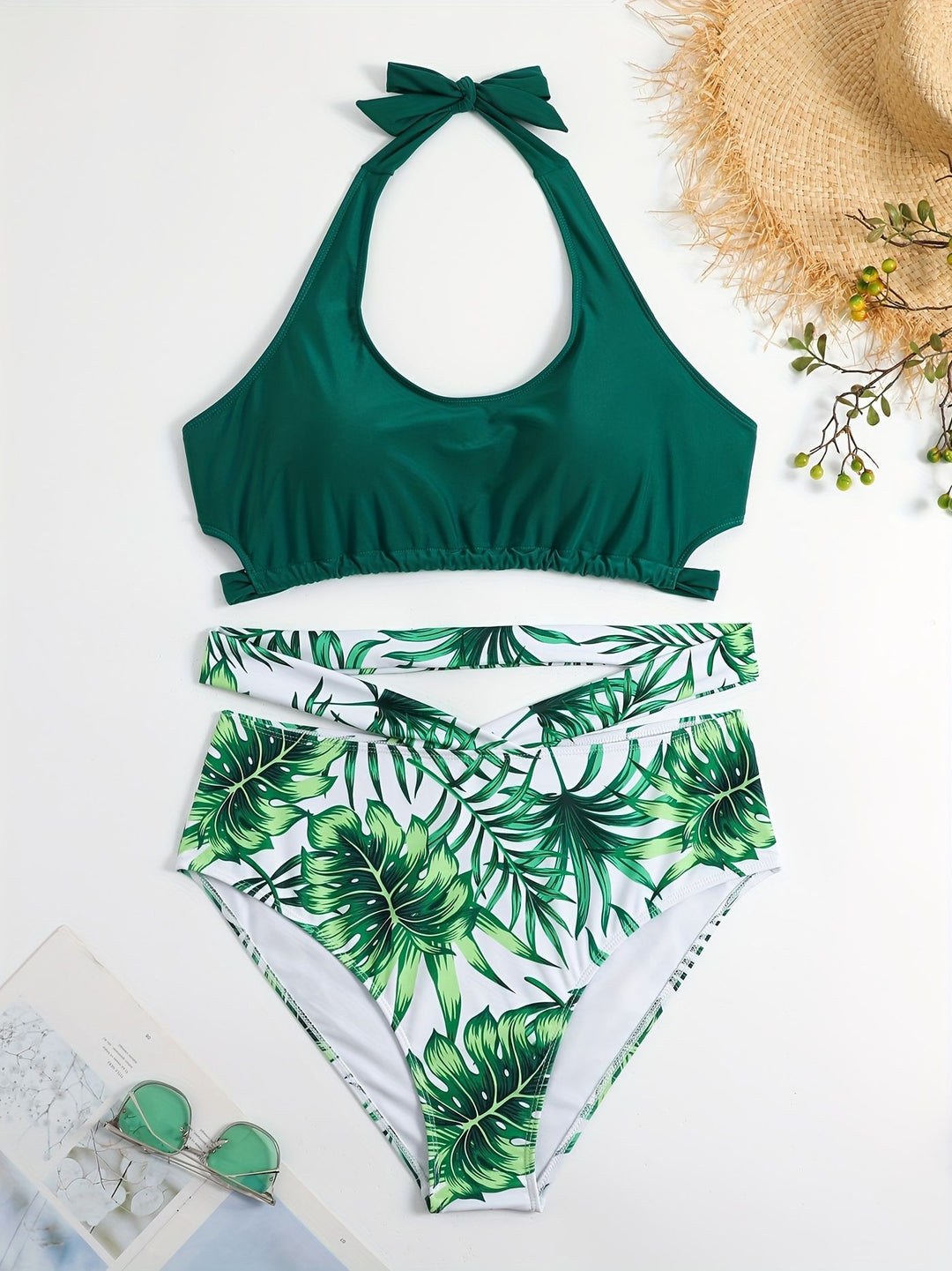 Damen Sportlich elegantes Bikini-Set mit floralem Design EB