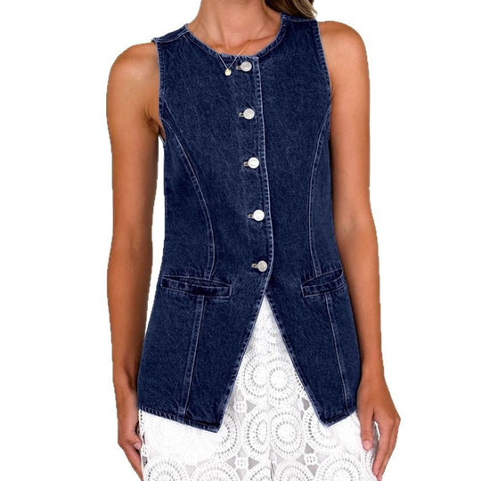 Damen Jeans-Weste im modernen Schnitt und praktischen Taschen EB