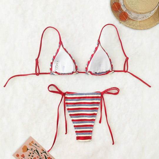 Damen Triangel-Bikini-Set mit verspieltem Design und regulierbaren Trägern EB