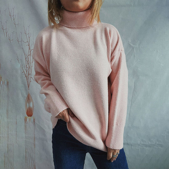 EB | Einfarbiger Warmer Strickpullover Für Alltag