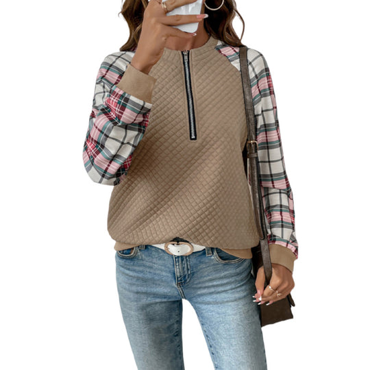 Damen sportlicher Sweatshirt mit Reißverschluss EB