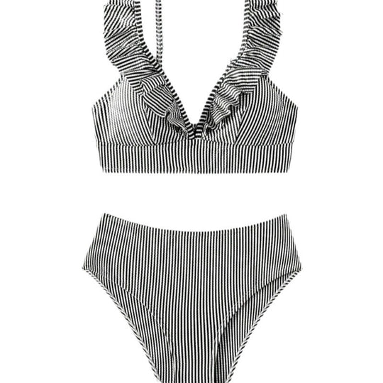 Damen Zweiteiliges Badeoutfit mit Rüschen EB