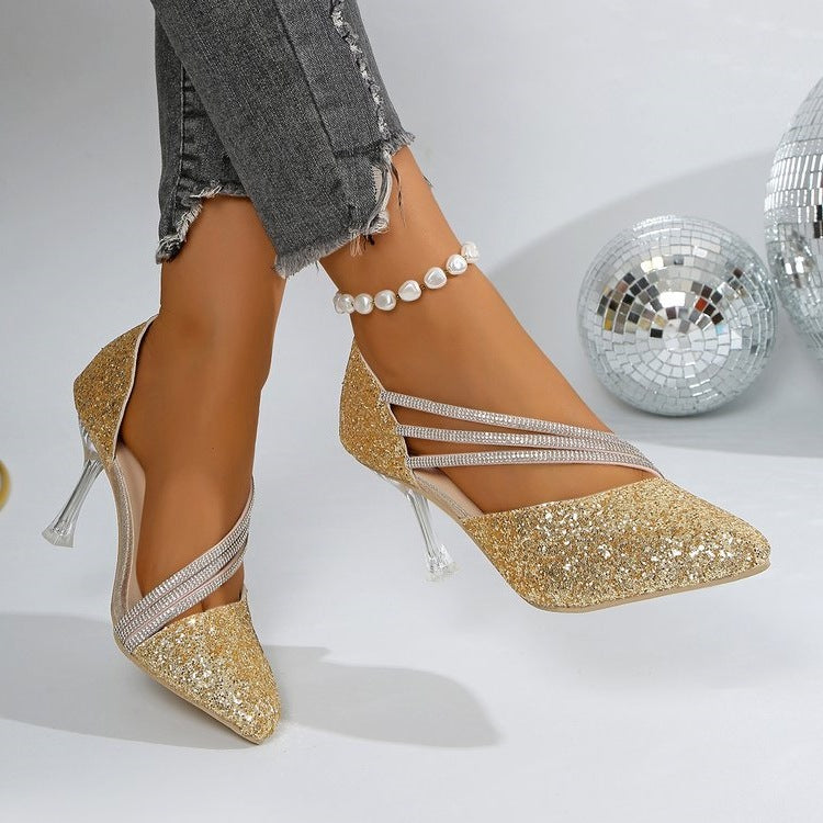 Damen Glamouröse Stiletto-Pumps mit funkelndem Strassdesign EB