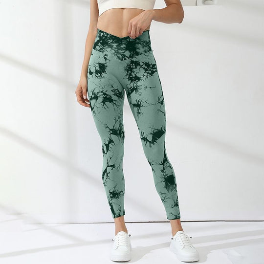 Damen Hochleistungs-Leggings mit innovativem Marmor-Design EB