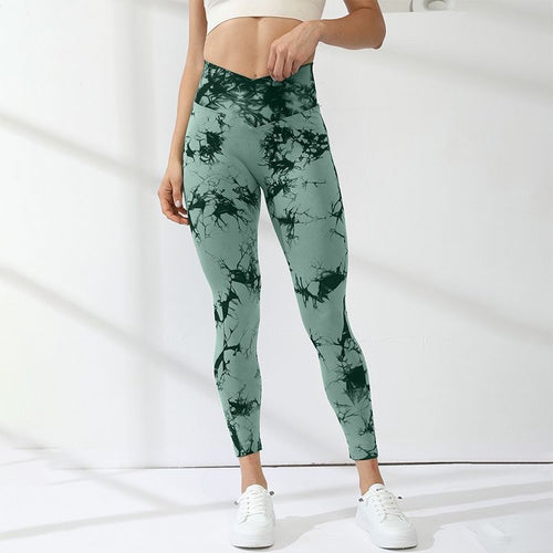 Damen Hochleistungs-Leggings mit innovativem Marmor-Design EB