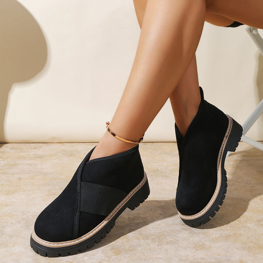 Damen modische Chelsea-Stiefel mit rutschfester Sohle und elastischem Einsatz EB