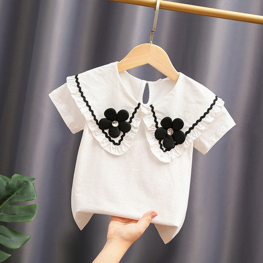 Damen elegante und verspielte Bluse mit Volantkragen EB