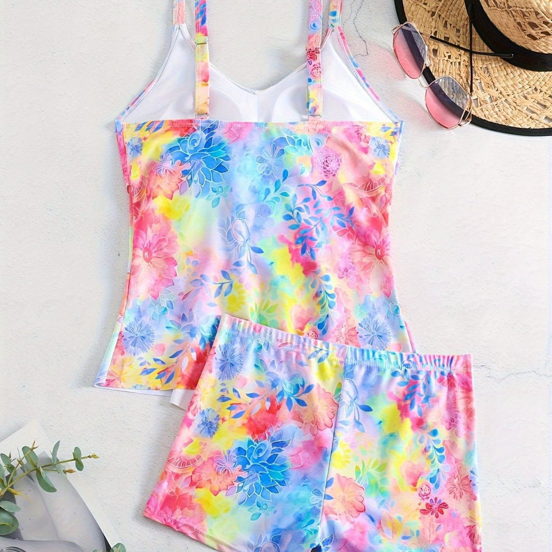 Damen Freizeit-Badeoberteil mit leichtem Rüschendesign und Shorts EB