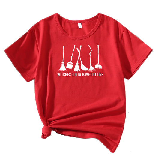 Frauen Grafik Besenstiel Humor T-Shirt Heidi-Mode