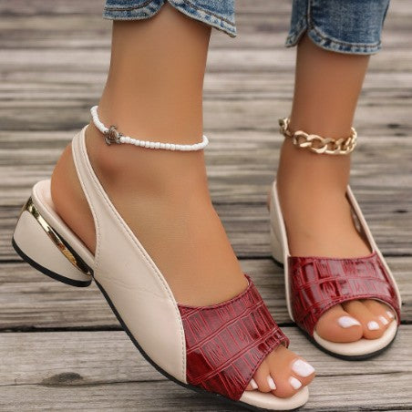Damen Slingback-Pumps mit mittelhohem Blockabsatz und transparentem Gitter-Mesh EB