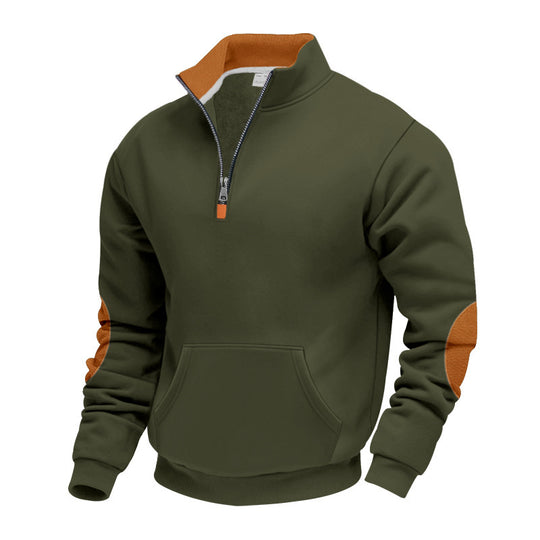 Herren Hochwertiger Stehkragenpullover aus atmungsaktivem Material mit Reißverschluss und Kontrastakzenten EB