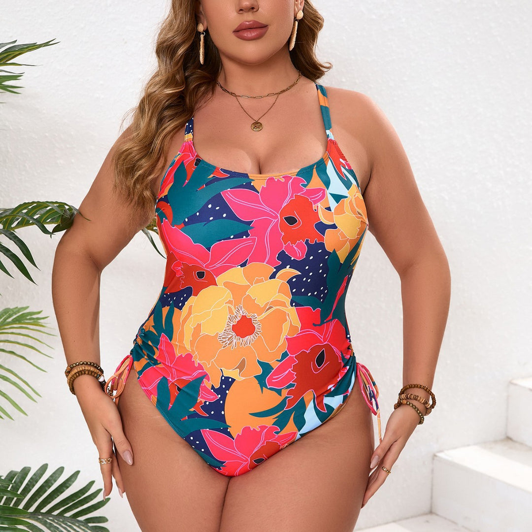 Damen Einteiler Badeanzug mit floralem Design und verstellbaren Trägern EB