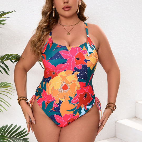 Damen Einteiler Badeanzug mit floralem Design und verstellbaren Trägern EB
