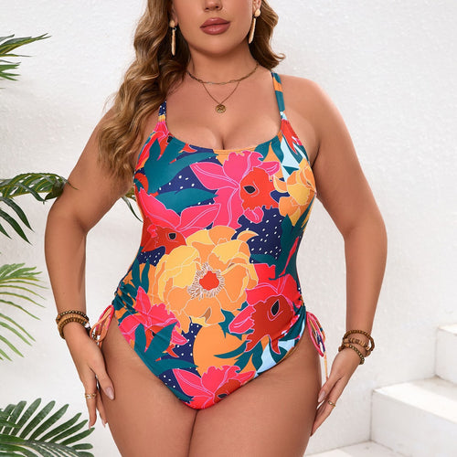 Damen Einteiler Badeanzug mit floralem Design und verstellbaren Trägern EB