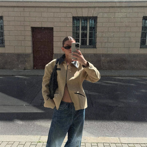 Damen modische Kurzjacke mit kontrastierendem Kragen EB