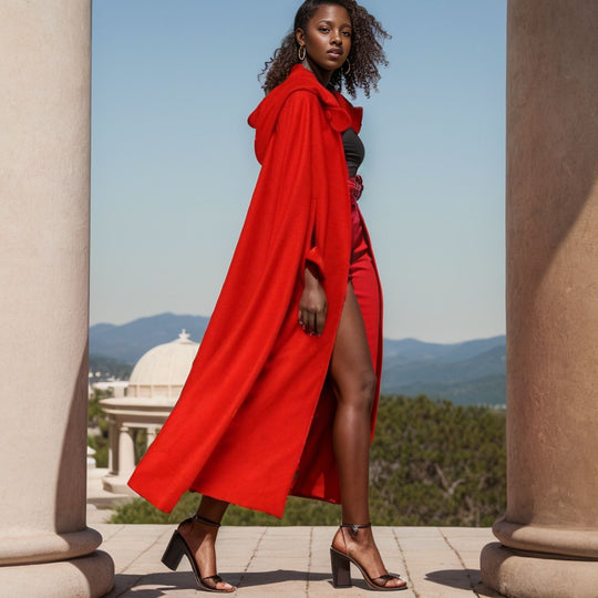 Damen eleganter Maxikleid-Mantel mit schwingendem Schnitt und einzigartigem Design EB