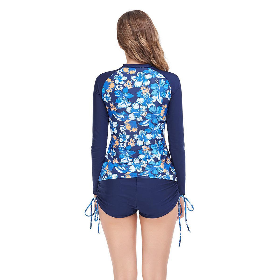 Damen Sportlicher Langarm Rashguard mit floralem Muster EB