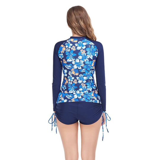 Damen Sportlicher Langarm Rashguard mit floralem Muster EB